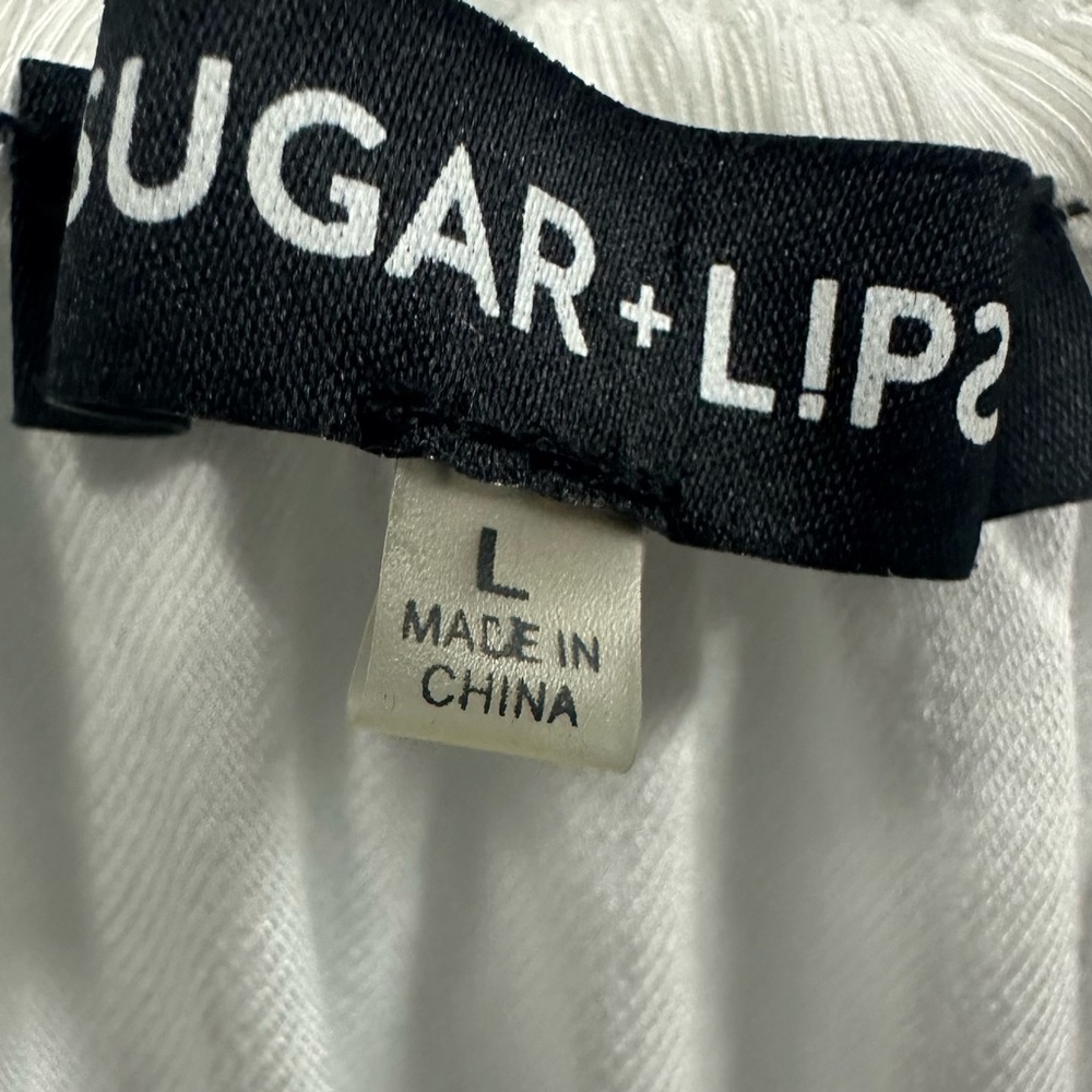 Sugar Lips White Embroidered Off Shoulder Peasant Style Top Blouse Womens Large - Picture 10 of 12